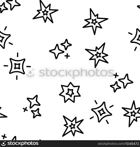 Spark And Sparkle Star Vector Seamless Pattern Thin Line Illustration. Spark And Sparkle Star Vector Seamless Pattern