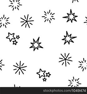Spark And Sparkle Star Vector Seamless Pattern Thin Line Illustration. Spark And Sparkle Star Vector Seamless Pattern