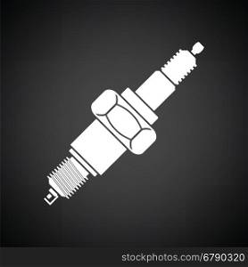 Spark plug icon. Black background with white. Vector illustration.