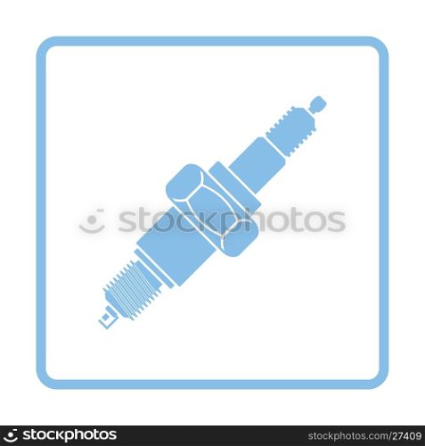 Spark plug icon. Blue frame design. Vector illustration.