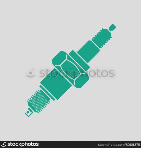 Spark plug icon. Gray background with green. Vector illustration.
