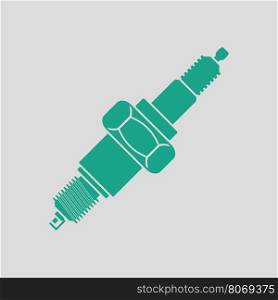 Spark plug icon. Gray background with green. Vector illustration.