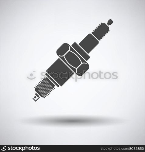 Spark plug icon on gray background, round shadow. Vector illustration.