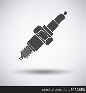 Spark plug icon on gray background, round shadow. Vector illustration.