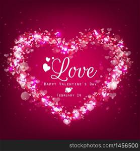 Sparkle bright background with pink heart.vector