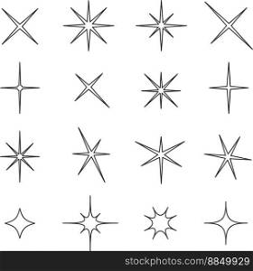 Sparkle star line set vector image
