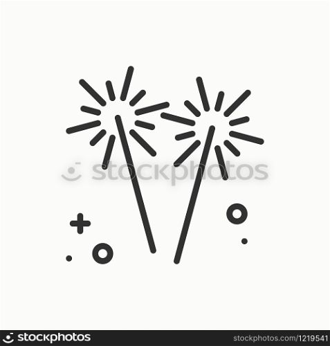 Sparkler, bengal fire icon. Party celebration birthday holidays event carnival festive. Thin line party element icon. Vector simple linear design. Illustration. Symbols. Congratulation. Sparkler, bengal fire icon. Party celebration birthday holidays event carnival festive. Thin line party basic element icon. Vector simple linear design. Illustration. Symbols. Congratulation