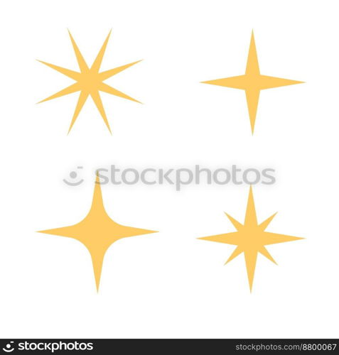 Sparkles and stars. Gold color icons on a white background.