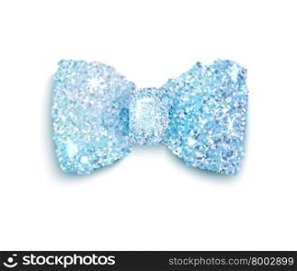 Sparkling blue glitter decorated bow, trendy fashion accessory