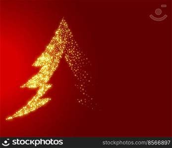 sparkling christmas tree on red background design
