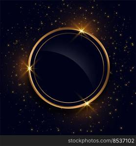 sparkling circle golden frame with text space