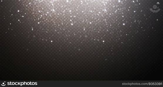 Sparkling magic dust. On a textural black background. Celebration abstract background from small sparkling dust particles and stars. Magic effect Festive vector illustration. . Sparkling magic dust. On a textural black background.