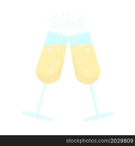 Sparkling wine toast semi flat color vector object. Full realistic item on white. Alcoholic beverage to celebrate event isolated modern cartoon style illustration for graphic design and animation. Sparkling wine toast semi flat color vector object