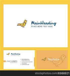 Sparrow Logo design with Tagline & Front and Back Busienss Card Template. Vector Creative Design