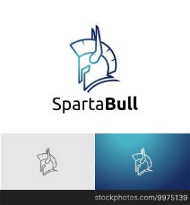 Sparta Bull Horn Monoline Style Simple Logo