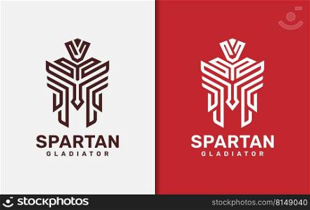 Spartan Gladiator Logo Design with Abstract Modern Lines Style Concept.