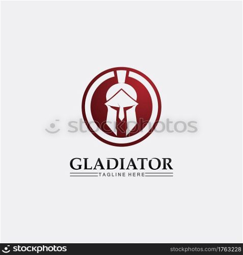 Spartan helmet, gladiator logo template vector icon design, head icon of warriors, soldier 