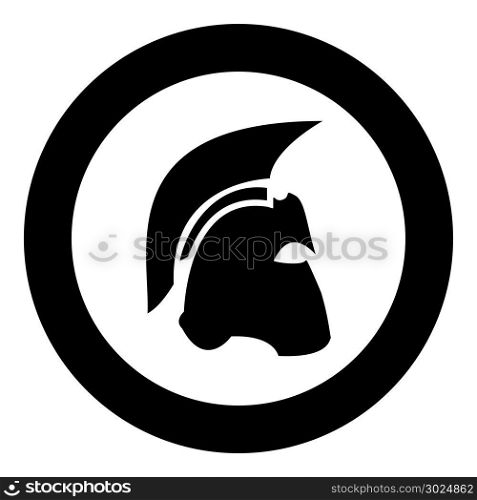 Spartan helmet icon black color in circle vector illustration