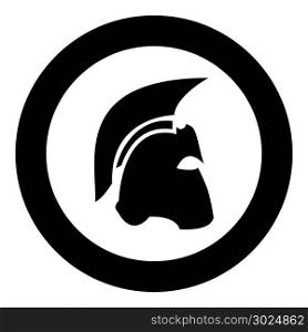 Spartan helmet icon black color in circle vector illustration
