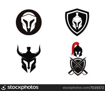 spartan helmet logo icon vector illustration design template