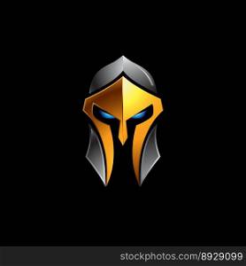Spartan helmet logo on black vector image