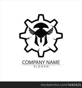 Spartan helmet logo template vector icon design