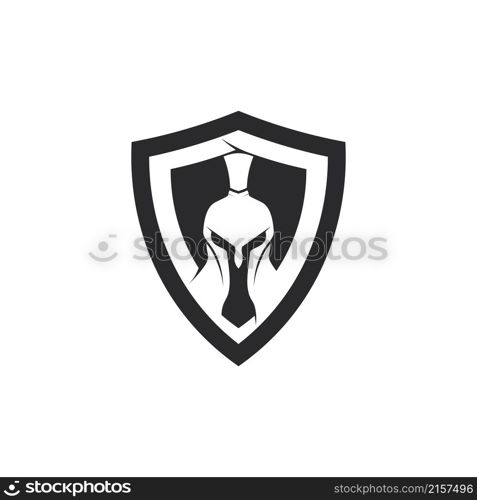 Spartan helmet logo template vector icon design