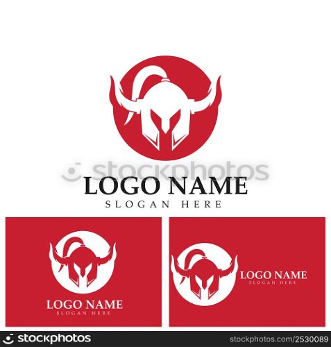 Spartan helmet logo template vector icon design