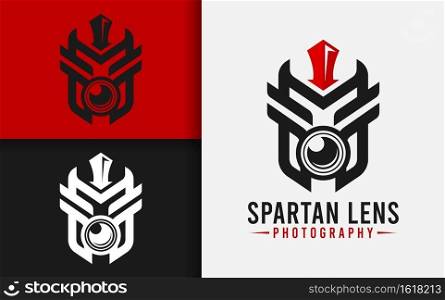 Spartan Lens Photography Logo Design. Spartan Helmet Combined with Camera Lens Concept Design.