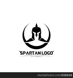 spartan logo black Glaiator and vector design helmet and head