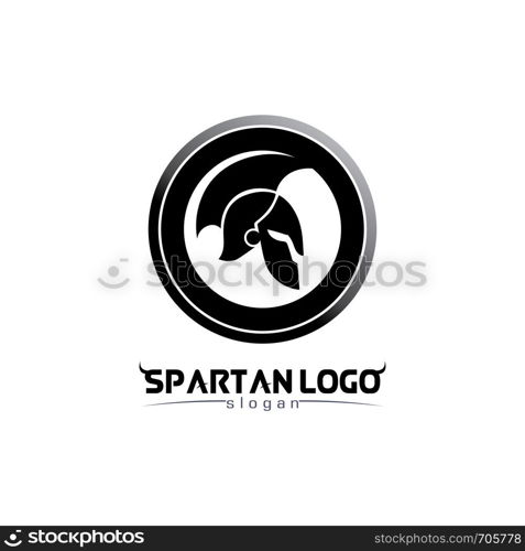 spartan logo black Glaiator and vector design helmet and head