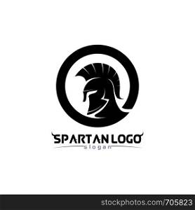 spartan logo black Glaiator and vector design helmet and head