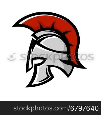 Spartan warrior helmet. Sports team emblem template. Design element for logo, label, emblem, sign. Vector illustration.