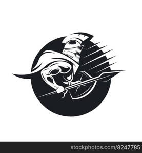 spartan warrior holding spear and shield vector illustration concept design web