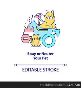 Spay and neuter pet concept icon. Pet ownership abstract idea thin line illustration. Prevent negative health outcomes. Isolated outline drawing. Editable stroke. Arial, Myriad Pro-Bold fonts used. Spay and neuter pet concept icon