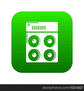 Speaker box icon green vector isolated on white background. Speaker box icon green vector