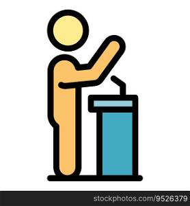 Speaker class icon outline vector. Election student. Debate speech color flat. Speaker class icon vector flat