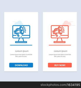 Speaker, High Volume, Loudspeaker, Speaker, Voice  Blue and Red Download and Buy Now web Widget Card Template