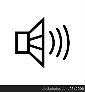 Speaker Icon, Electroacoustic Transducer Device That Converts Electrical Audio Signal Into A Corresponding Sound, Vector Art Illustration