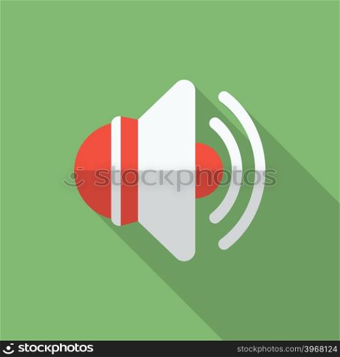 Speaker icon. Modern Flat style with a long shadow