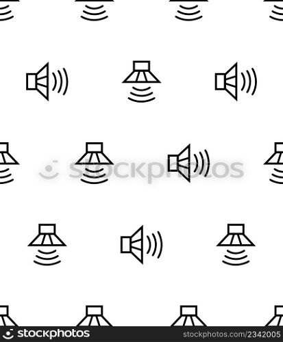 Speaker Icon Seamless Pattern, Electroacoustic Transducer Device That Converts Electrical Audio Signal Into A Corresponding Sound Vector Art Illustration