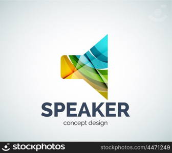 Speaker logo business branding icon, created with color overlapping elements. Glossy abstract geometric style, single logotype