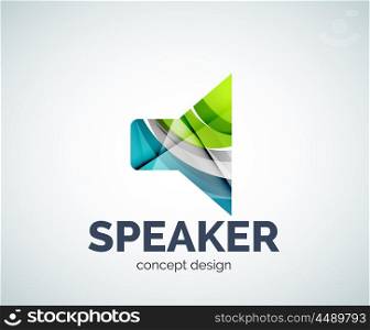 Speaker logo business branding icon, created with color overlapping elements. Glossy abstract geometric style, single logotype