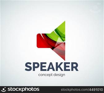 Speaker logo business branding icon, created with color overlapping elements. Glossy abstract geometric style, single logotype