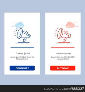 Speaker, Loud, Audio, Voice Blue and Red Download and Buy Now web Widget Card Template