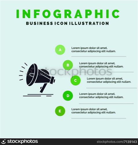 Speaker, Loud, Audio, Voice Solid Icon Infographics 5 Steps Presentation Background