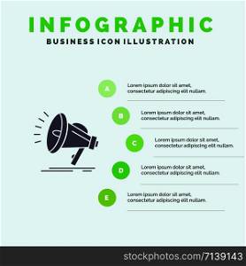 Speaker, Loud, Audio, Voice Solid Icon Infographics 5 Steps Presentation Background