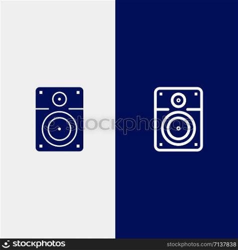 Speaker, Loud, Music, Education Line and Glyph Solid icon Blue banner