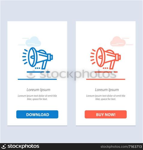 Speaker, Loudspeaker, Voice, Announcement Blue and Red Download and Buy Now web Widget Card Template