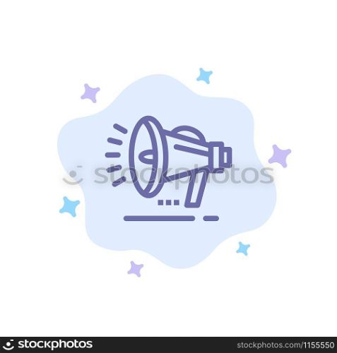 Speaker, Loudspeaker, Voice, Announcement Blue Icon on Abstract Cloud Background